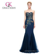 Grace Karin Full-Length Strapless Sweetheart Azul marinho Mermaid Peacock Prom Dress 2016 GK000080-4